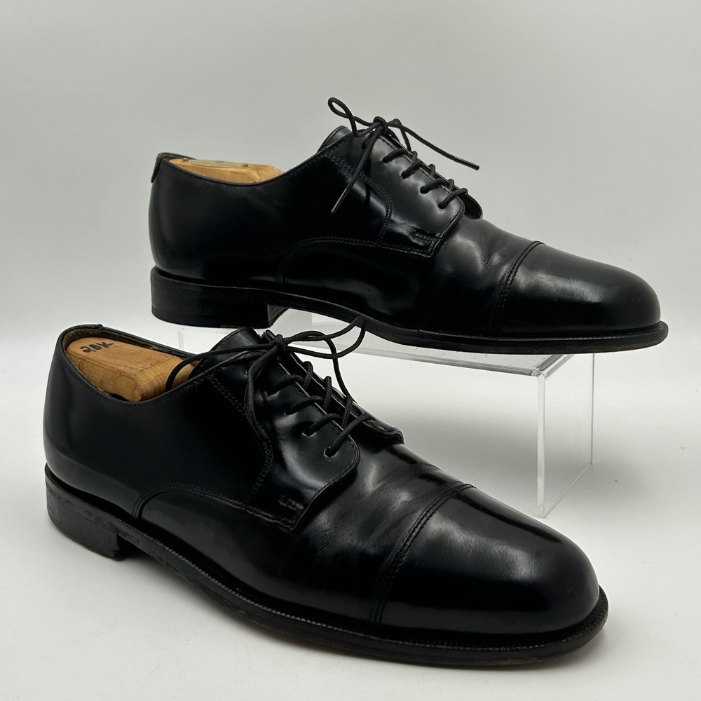 Cole Haan Cap Toe Oxford Mens 8.5 Black Leather Derby Dress Shoes Old Money Luxe